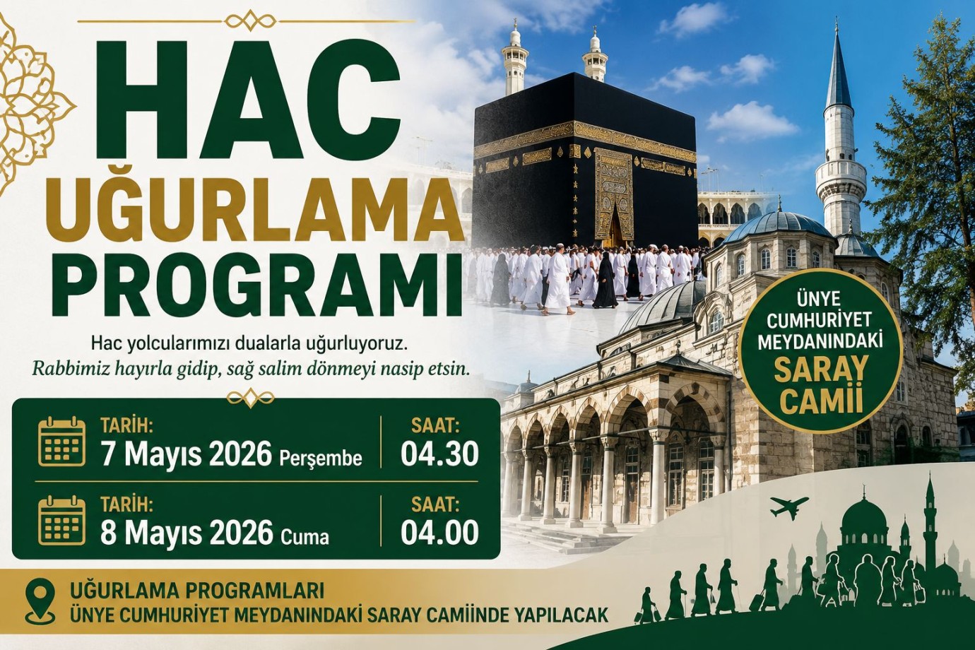 Ünye’de Hac Adayları İçin Uğurlama Programı Düzenlenecek
