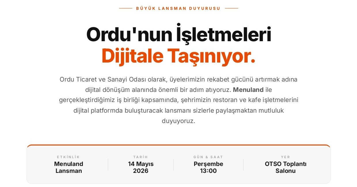 Ordu’da Restoran Ve Kafelere Dijital Dönüşüm Hamlesi