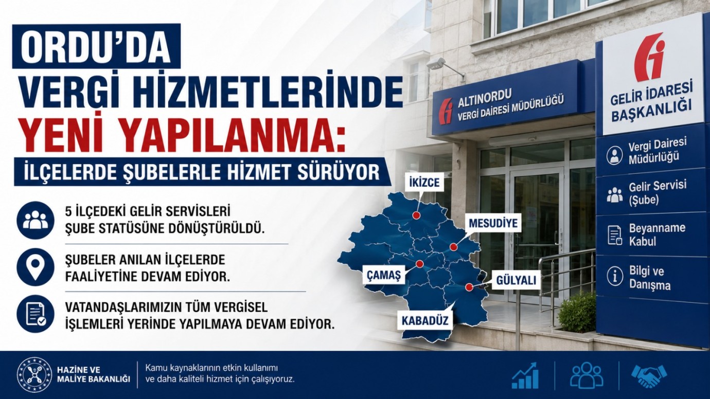 Ordu’da Vergi Hizmetlerinde Yeni Yapılanma: İlçelerde Şubelerle Hizmet Sürüyor