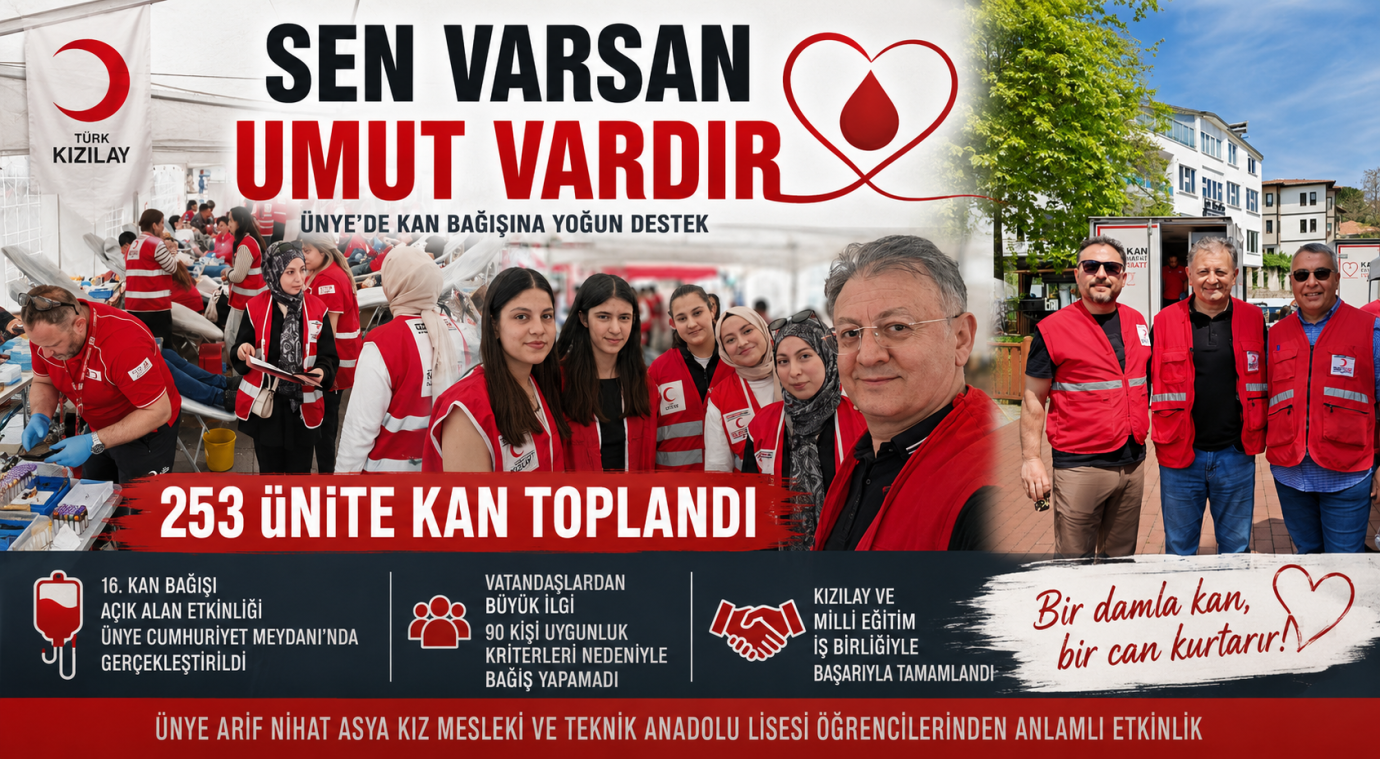 Ünye’de Kan Bağışına Büyük Destek: 253 Ünite Kan Toplandı