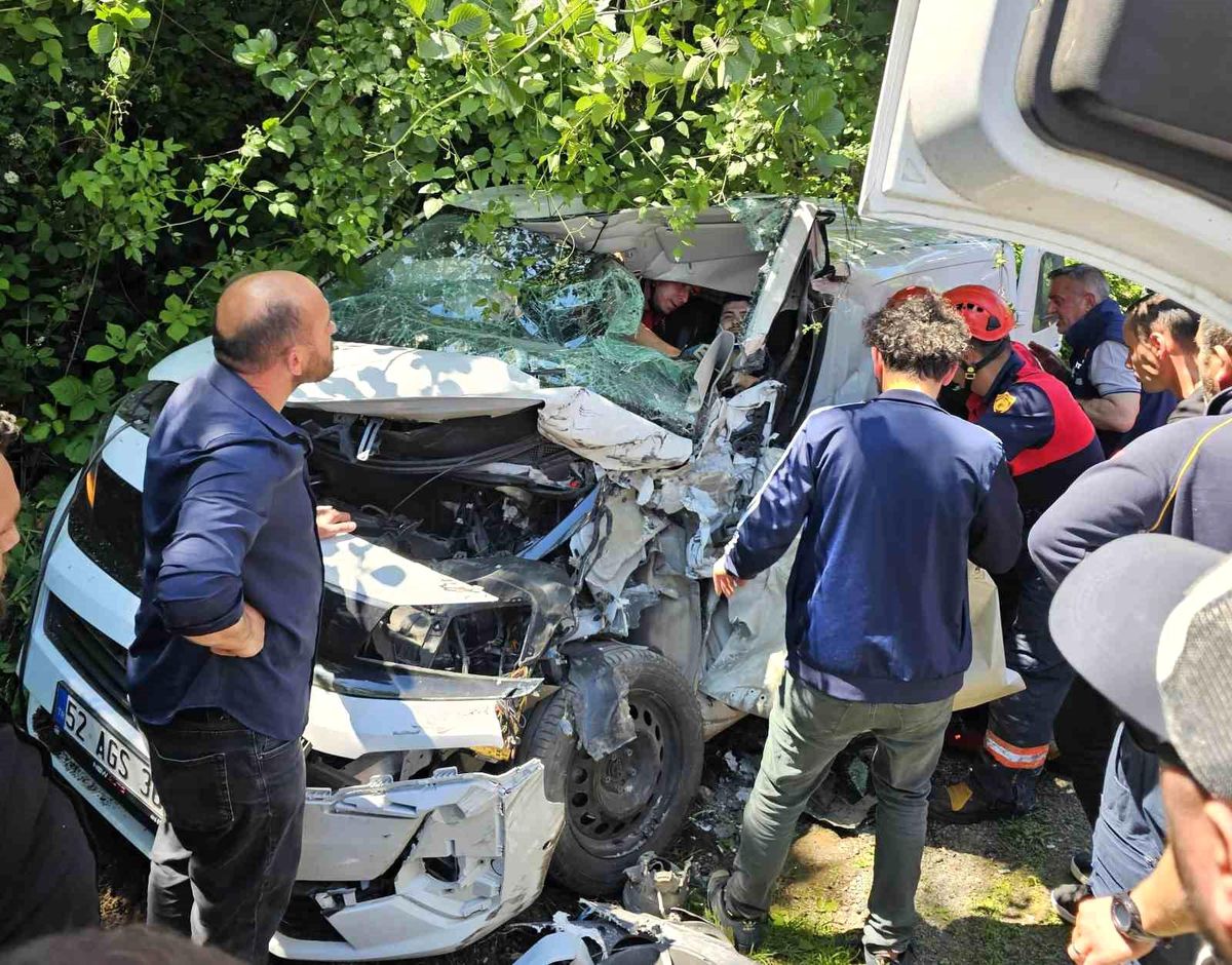 Çaybaşı Yolunda Feci Kaza: Çöp Kamyonu ile Ticari Araç Çarpıştı, 1 Yaralı