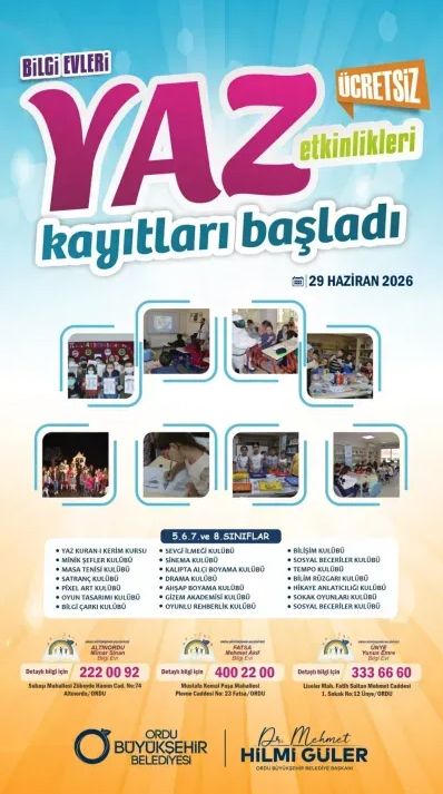 Ordu Büyükşehir’den Öğrencilere Yaz Sürprizi! Başvurular Başladı