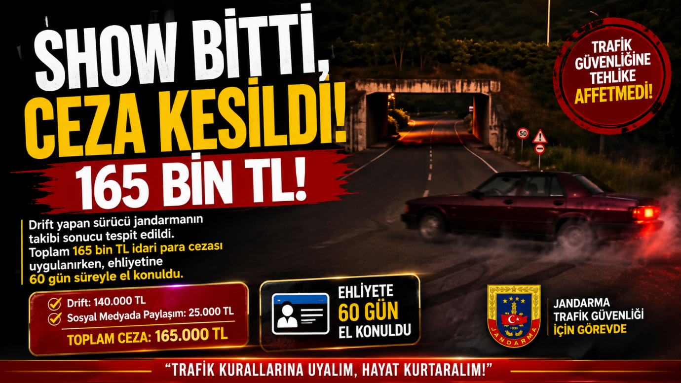 Ordu'da Drift Pahasına Mal Oldu: 165 Bin Lira Ceza, Ehliyete El Konuldu