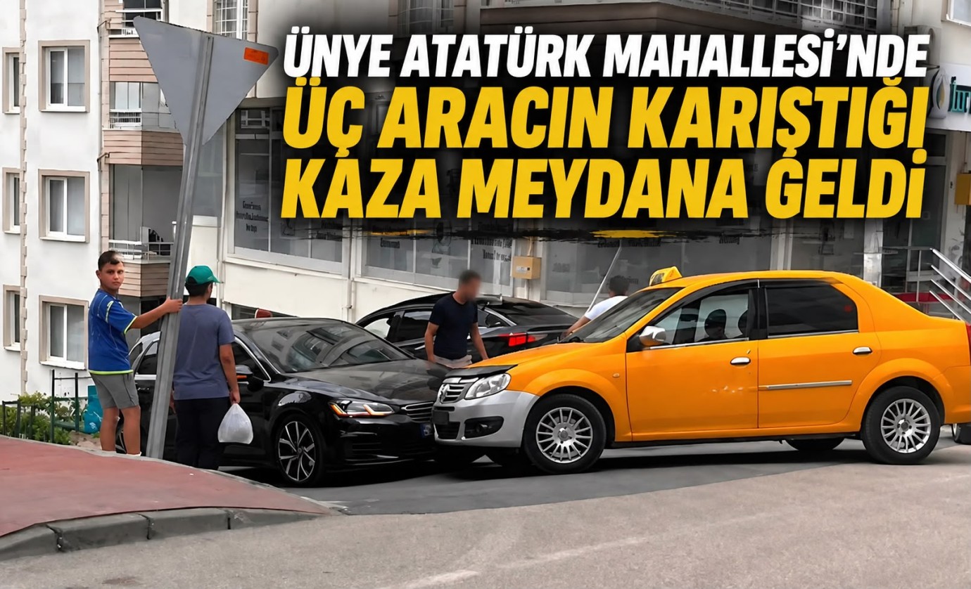 Ünye’de Üç Araçlı Kaza: Araçlarda Maddi Hasar Oluştu
