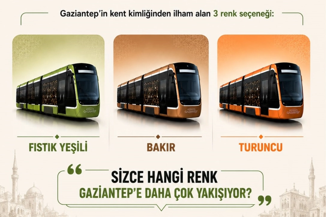 Gaziantep’te Yeni Tramvayların Rengini Gazi Şehirliler Seçecek