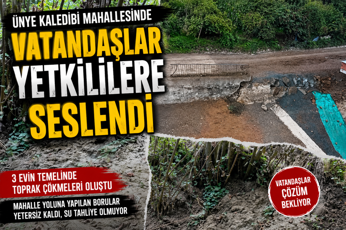 Ünye’de Yağış Sonrası Toprak Kayması: 3 Ev Tehlikede