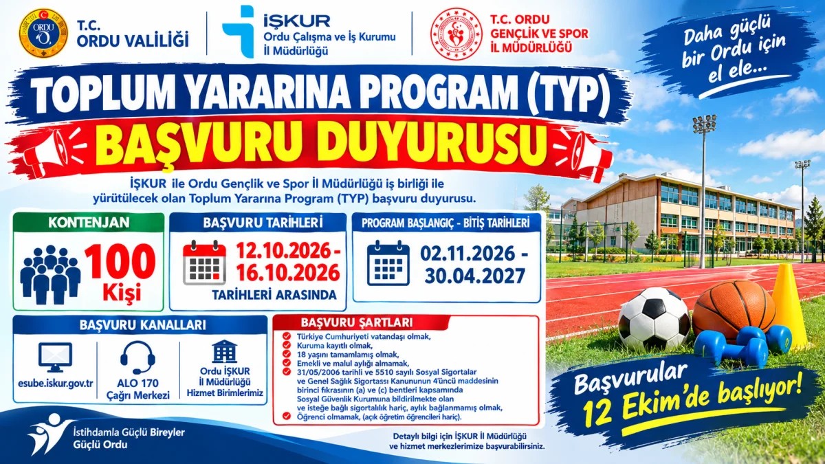 Ordu’da 100 Kişiye TYP Kapsamında İş İmkanı