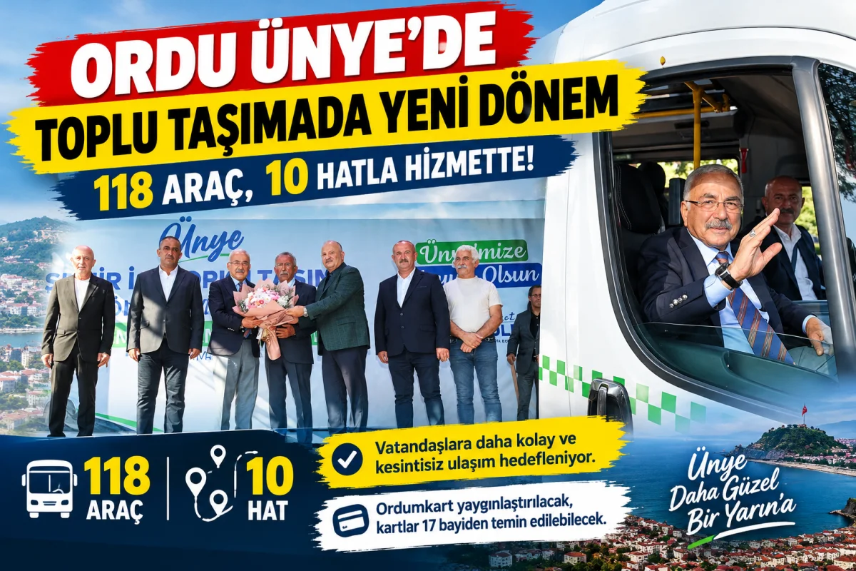 Ünye’de Toplu Taşımada Yeni Dönem: 118 Araç, 10 Hat
