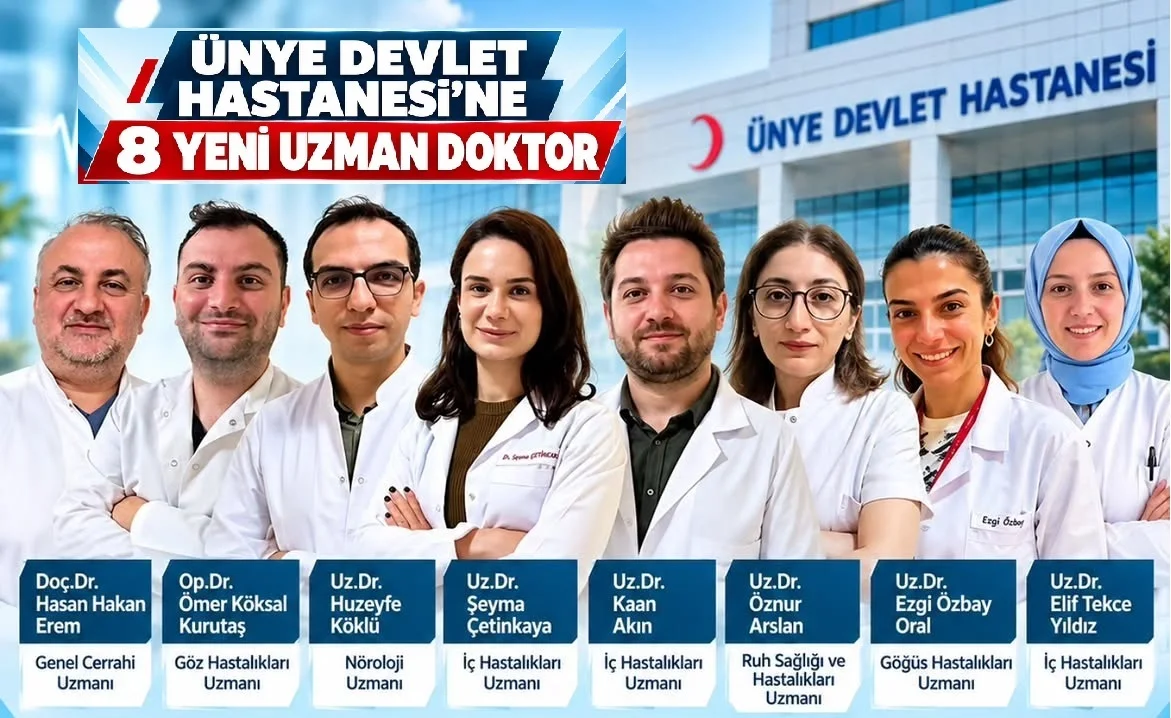 Ünye Devlet Hastanesi’nde 8 Yeni Uzman Doktor Göreve Başladı