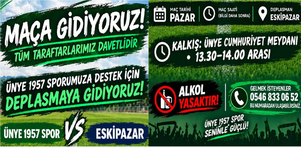 Ünye 1957 Spor’dan Deplasman Çağrısı: Tüm Taraftarlar Davet Edildi