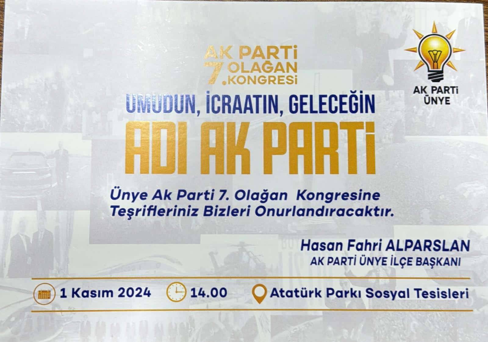 AK Parti Ünye İlçe Başkanlığı 7. Olağan Kongresi Gerçekleştirilecek