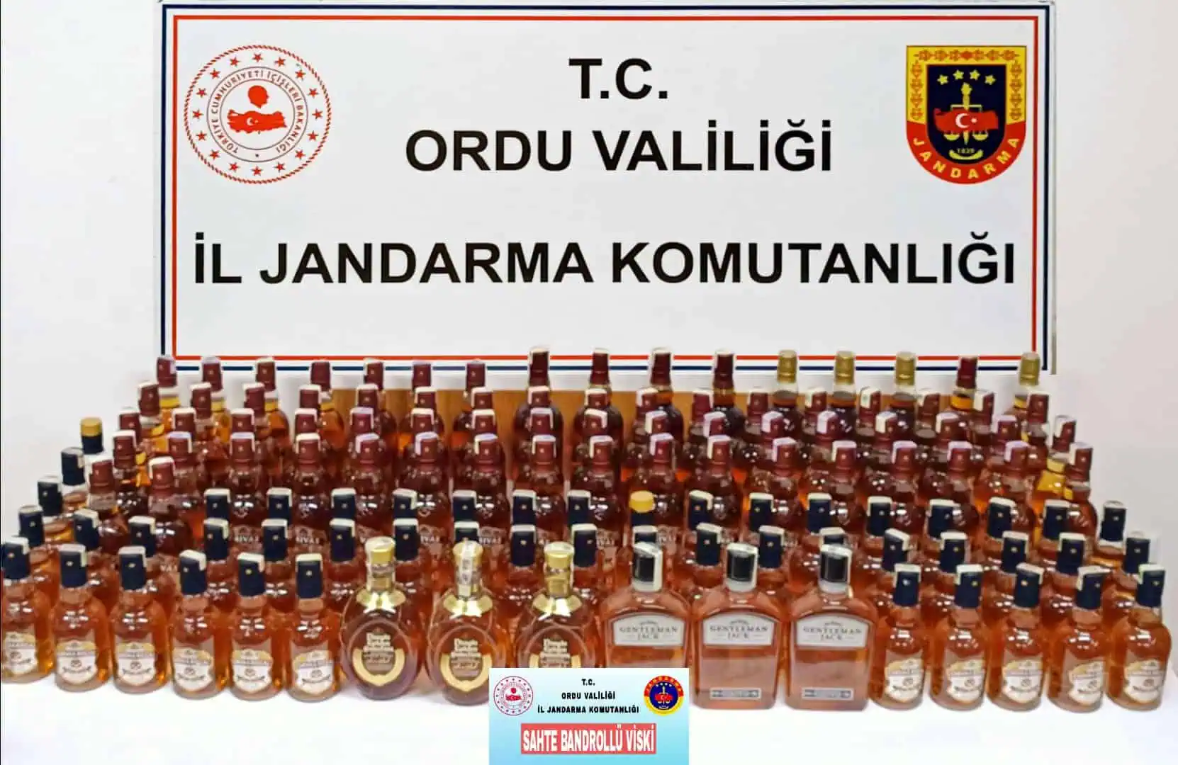 ÜNYE'DE 58 litre sahte bandrollü alkol ele geçirildi